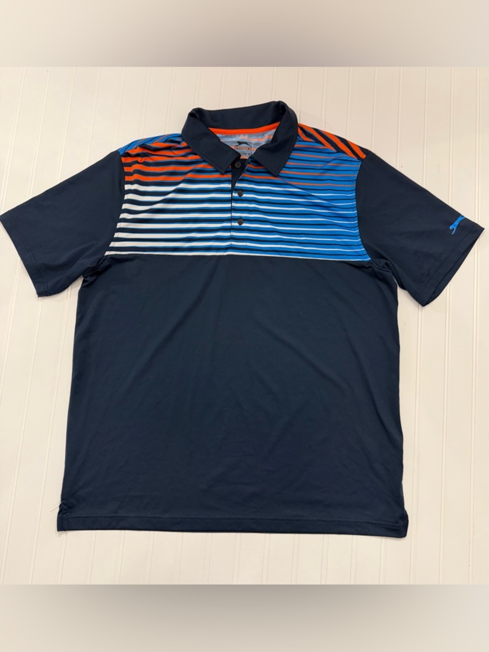 Slazenger Men’s XL Golf Polo, Navy & Orange Activewear, Office, Business Casual